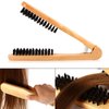 Double-Sided Bristle and Wooden Anti-Static Hairstyling Comb - Straightening Brush with Hair Clamp for Professional Hairdressing and DIY Salon