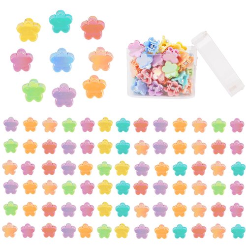 ANBALA Small Hair Clips Colorful Flower Hair Clips Mini Hair Clips Plastic Mini Hair Claw Clips Baby Hair Clips Tiny Hair Clips for Thin Hair Cute Hair Accessories for Girls Baby Toddler (50Pcs)