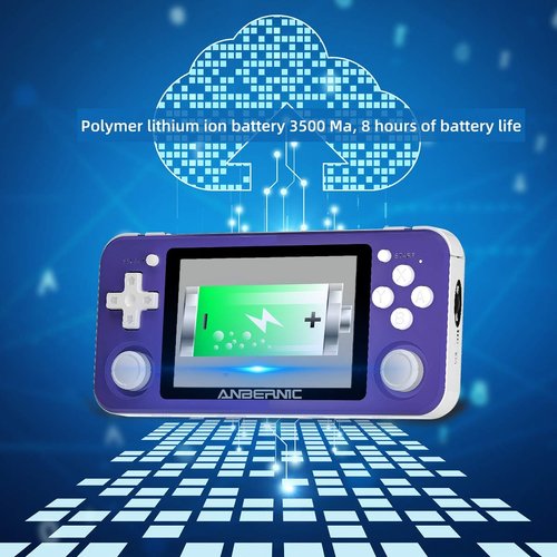 RG351P Handheld Game Console, Retro Game Console Open Linux Tony System RK3326 Chip 64G TF Card 2500 Classic Games 3.5 Inch IPS Screen 3500mAh Battery (Purple)