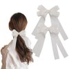 Hair Bow Clips for Women White Bow Hair Clip for Women Girls Hair Accessories Cute Ribbon Hair Barrettes With Long Tail Tassel Ribbon Hair Clip White Bow Headpiece Hair Pins Double Layer 2pcs