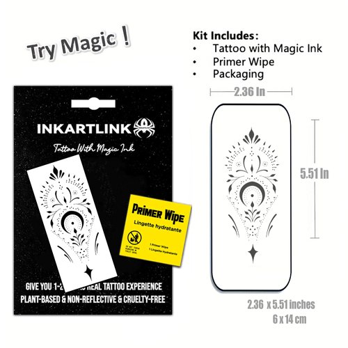 INKARTLINK Temporary Tattoos, Semi Permanent Tattoos Adult Art Designs Waterproof Temporary Tattoos Party Favors Tattoo Stickers Realistic, No Adhesive, Lasts 1-2 Weeks Black (Henna 6)