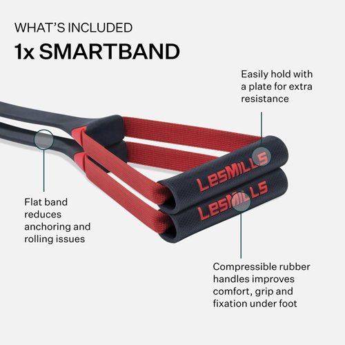 Les Mills™ SMARTBAND™ Workout Resistance Bands, Stretch Bands for Exercise at Home Workout Equipment with Pull Up and Pilates Elastic Band