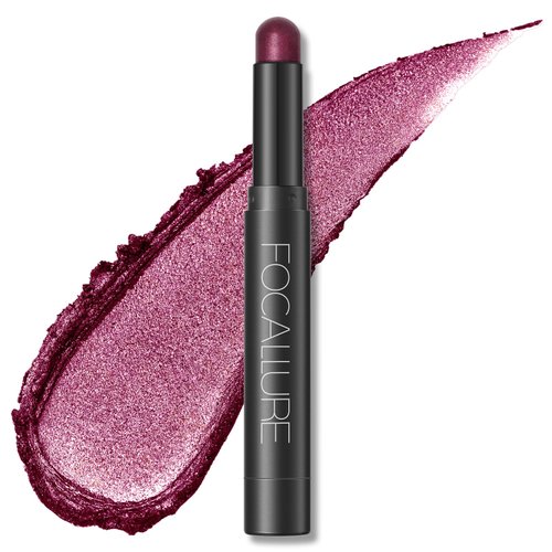 FOCALLURE Shimmer and Matte Cream Eyeshadow Stick,Smooth Brilliant Eye Brightener Pencil for Women,Long Lasting Waterproof Eye Shadow and Liners Makeup,FUCHSIA