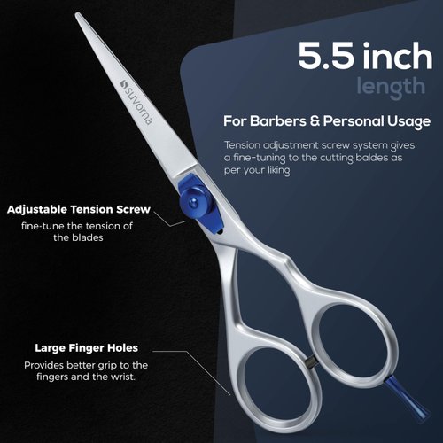 Suvorna 5.5 inch Barber Scissors | hair shears professional | haircutting scissors for adults | Hair Scissors Women & Men | Hairdresser Scissors | Hair Scissors Professional | Haircut Scissors.