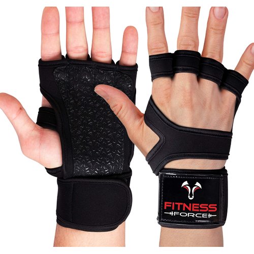 FITNESS FORCE Ventilated Gym Gloves for Men with Built-in Wrist Support for Workouts Weightlifting Gloves Workout Gloves for Women Exercise Fitness Gloves Perfect for Powerlifting, Cross Training