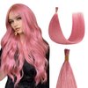 Sunya I Tip Hair Extensions Human Hair Hot Pink 16 Inch I Tip Hair Extensions Real Human Hair Cold Fusion Pre Bonded Pink I Tip Hair Extensions 20g 25 Strands/Pack
