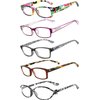 Readers 5 Pack Reading Glasses Ladies Spring Hinge lens +4