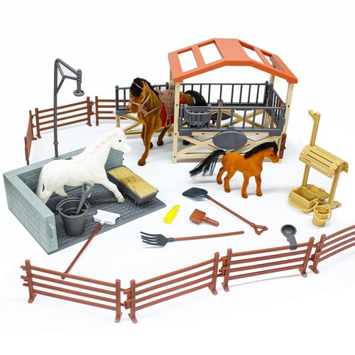 iftnotea Horse Toys for Kids - 30PCS Horse Figurines Playset, Horse with Fence Toy Figures & Wash Area - Christmas Birthday Gifts for Girls and Boys 3 4 5 6 7 8 Years up