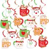 Christmas Gingerbread Mug Cocoa Bar Hanging Swirls Decor, 20Pcs Snowman Elk Santa Coffee Mug Hot Cocoa Bar Ceiling Hanging Streamers Decorations for Christmas Bday Baby Shower New Year Party Supplies