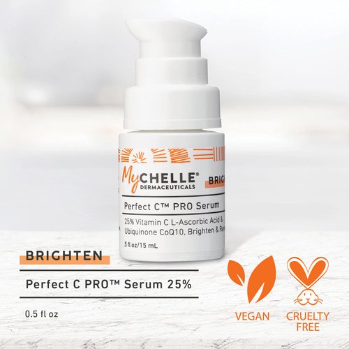 Mychelle Dermaceuticals Perfect C Pro Serum, Professional-Level 25% (0.5 Fl Oz) L-Ascorbic Acid Vitamin C Serum – Face Brightening Skin Care for All Skin Types
