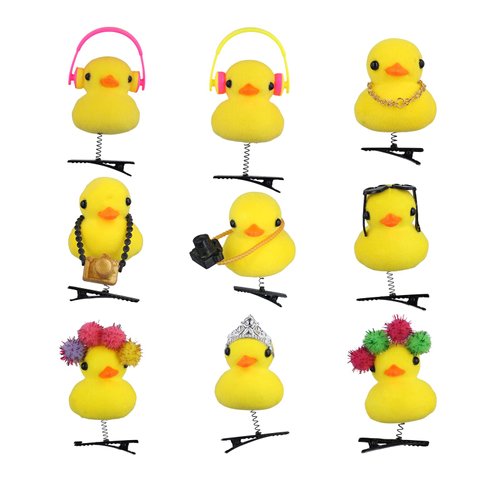 9pcs Yellow Duck Hair Clips, Cute Duck Hairpins Soft Cartoon Plush Ducky Hair Barrettes Set Strong Hold Hair Clips Kawaii Hair Accessories for Festive Atmosphere Decoration