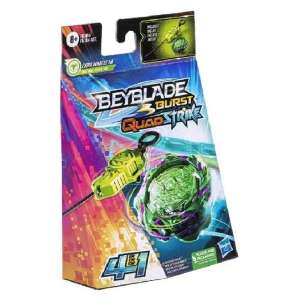 Beyblade Burst QuadStrike Chain Kerbeus K8 Spinning Top Starter Pack, Defense/Stamina Type Battling Game with Launcher, Kids Toy Set