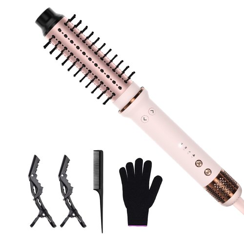 1.5 Inch Rotating Curling Iron Brush, Automatic Curling Wand for Blowout Styles and Natural Curls with Cold Air, Dual Voltage Thermal Hair Brush for Medium or Long Medium Hair, 30S Fast Heating