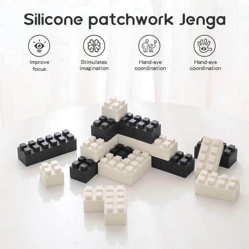 bopoobo Stacking Toys Soft Building Blocks, Silicone Montessori Educational Toy Toddler Sensory Learning, Baby Bath Toys, Girls Boy Gifts for Kids Age 1 2 3 Years Old