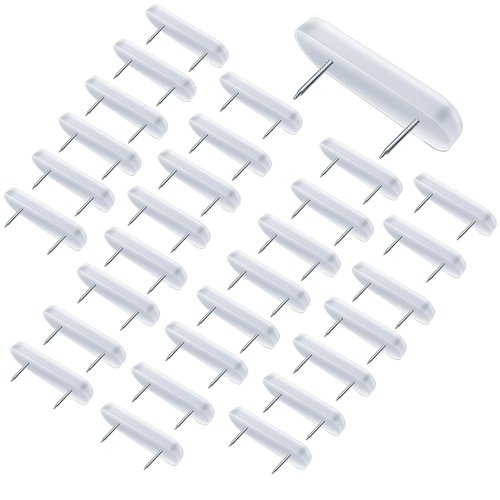 30 Pieces Bed Skirt Pins Bed Skirt Holding Pins Bed Skirt Pins or Holders Furniture Chair Leg Pins Nails Holding Pins Plastic Head Double Pins for Upholstery, Slipcovers and Bedskirts