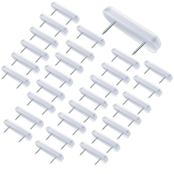 30 Pieces Bed Skirt Pins Bed Skirt Holding Pins Bed Skirt Pins or Holders Furniture Chair Leg Pins Nails Holding Pins Plastic Head Double Pins for Upholstery, Slipcovers and Bedskirts
