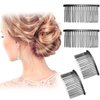 5 Pieces Hair Combs for Women Accessories Metal Bridal Hair Comb 20 Teeth Wedding Veil Comb Decorative for Women Girls Fine Hair(Black)