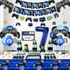 Video Game Party Decorations - 7th Birthday Decorations for Boys, HAPPY BIRTHDAY Banner, Video Game Balloons, Number 7 Blue Balloons, Gaming Hanging Swirls, Game On Birthday Party Supplies