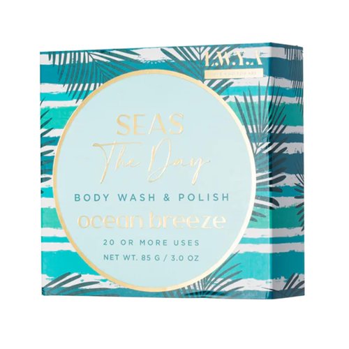 LWYA Seas The Day Body Wash and Polish - Exfoliating Body Scrubber with Loofah Sponge - All-in-One Beauty Solution - Ocean Breeze - 3 oz
