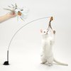 Leo's Paw The Original Interactive Bird Simulation Cat Toy Set Realistic Colorful Feathers Bells Wand Self-Holding Suction Base Stimulating Real-Life Flying Bird Impression Hunting Play (w. 5 Birds)