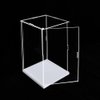 Clear Acrylic Display Case, Self-Assembly Acrylic Box with Transparent Side Door and White Thick Base, Dustproof Protection Showcase Organizer for Collectible Doll Toy Model (15X15X25cm/6X6X10inch)