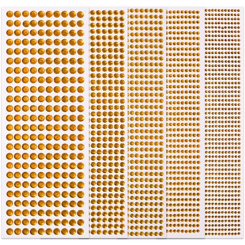 Golden Yellow Face Gems Temporary Tattoos Rhinestones Stickers 3/4/5/6/8 MM Rhinestone Strips Jewel Stickers Stick on Body Jewels Makeup Glue Crystal for DIY Crafts Hair Nails 3555PCS