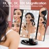 Makeup Mirror Vanity Mirror with Lights, Lighted Makeup Mirror with 2X 3X 10X Magnification, 21 LED Trifold Compact Mirror, Touch Dimming Light Up Mirror, Dual Power Supply, Gifts for Women (Black)