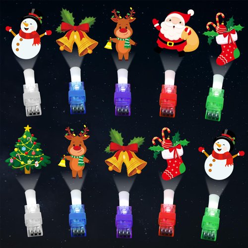 CHUNNIN 36 PCS Christmas Party Favors Merry Christmas LED Light Up Finger Lights, Glow in the Dar...