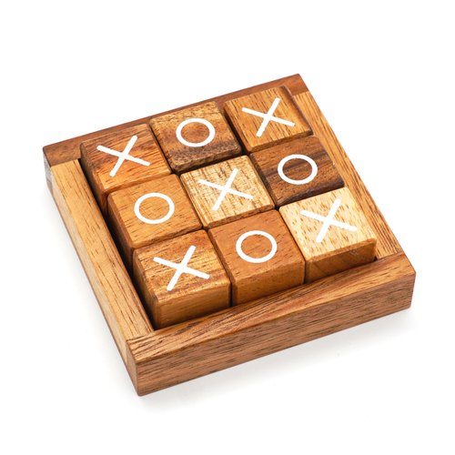 BSIRI Tic Tac Toe for Kids and Adults Coffee Table Living Room Decor and Desk Decor Family Games Night Classic Board Games Wood Rustic for Families Size 4 Inch