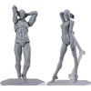 AXITWXIT Body Kun Doll, Artists Manikin Blockhead Jointed Drawing Mannequin for Artists Drawing Model Figures for Figure Male+Female Set(Grey)