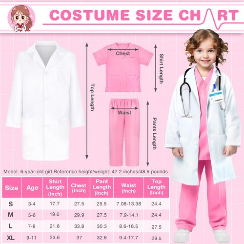 GIFTINBOX Doctor Costume for Kids Doctor Lab Coat for Kids Real Stethoscope, Girls and Boys Halloween Costumes for Kids age 3-12…