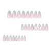Medium Almond Press on Nails Cat Eyes French Tip Fake Nails Pink Gradient Acrylic Nails with Dot Diamond and 3D Bow Designs Artificial False Nails Glossy Full Cover Glue on Nails for Women 24Pcs