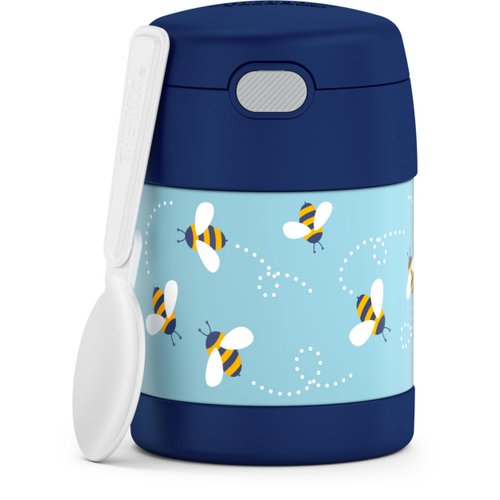 THERMOS FUNTAINER 10 Ounce Stainless Steel Vacuum Insulated Kids Food Jar with Spoon, Honey Bees