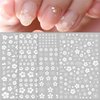 White Flower Nail Art Stickers 3D Self Adhesive Nail Design Nail Art Supplies White Cherry Blossoms Designers Nail Decals for Acrylic Nail Women Girls Manicure DIY Decoration(4 Sheets)