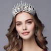 Kamirola Silver Baroque Big Wedding Crown Bridal Headpiece Water Drop Rhinestone Crystal Diadem Queen Crown Princess Tiaras Hair Jewelry For Womens