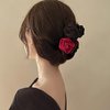 AUOCATTAIL Retro Satin Rose Hair Claw Clip Fashion Nonslip Rose Flower Jaw Clip Women Girls Thick Hair Thin Hair Styling Shark Clip Hair Accessories (3 Pcs)