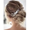 Unicra Bride Silver Wedding Hair Comb Flower Bridal Side Comb Sparkly Crystal Hair Piece Leaf Hair Accessorie for Women and Girls