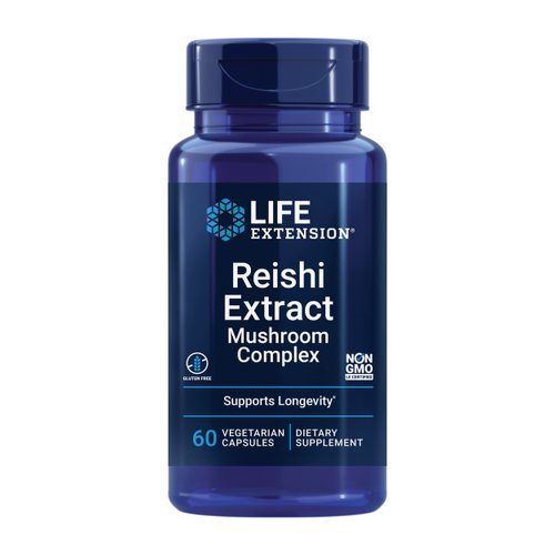Life Extension Reishi Extract Mushroom Complex - Mushrooms Herbal Supplement for Immune Support – Ganoderma Lucidum Extract - Gluten-Free, Non-GMO, Vegetarian – 60 Capsules