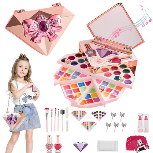 Kids Makeup Kit for Girl,Washable Non Toxic Kid Make Up Toys with Travel Bag,Kids Toy for Toddlers Children Princess,Little Girls Play Makeup Set,Christmas Birthday Gift for 4 5 6 7 8 9 10 Year Old