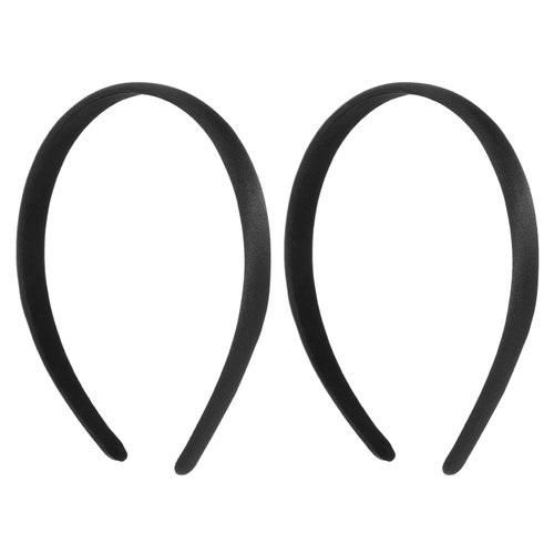2Pcs Satin Headbands Wide Hard Head Band Fashion Solid Hairband Non-Slip Plain Hair Bands DIY Holiday Elastic Hoops for Women Girls Cosplay Holiday Halloween Christmas Valentine's Day(black, 1.5cm)