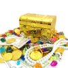 200+ Pirate Treasure Chest Gold Coins Treasure and Pirate Gems Pirates Rings Earrings Pearls Jewelery Playset ，Treasure for Pirate Party (100 Coins+100 Gems+16 banknotes...)
