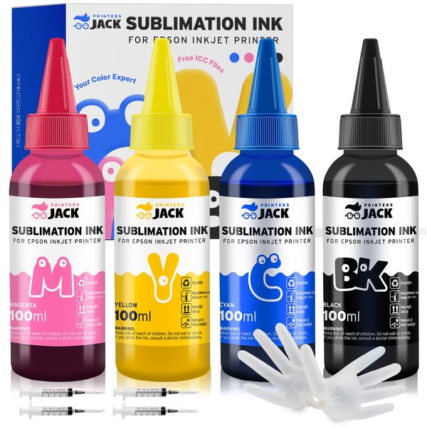 Printers Jack 400ML Sublimation Ink for Supertank 15000 C88 C88+ WF7720 ET2720 ET4760 ET2760 ET2750 WF7820 Inkjet Printers Heat Press Transfer on Mugs, Plates, Polyester Shirts, Phone Cases etc