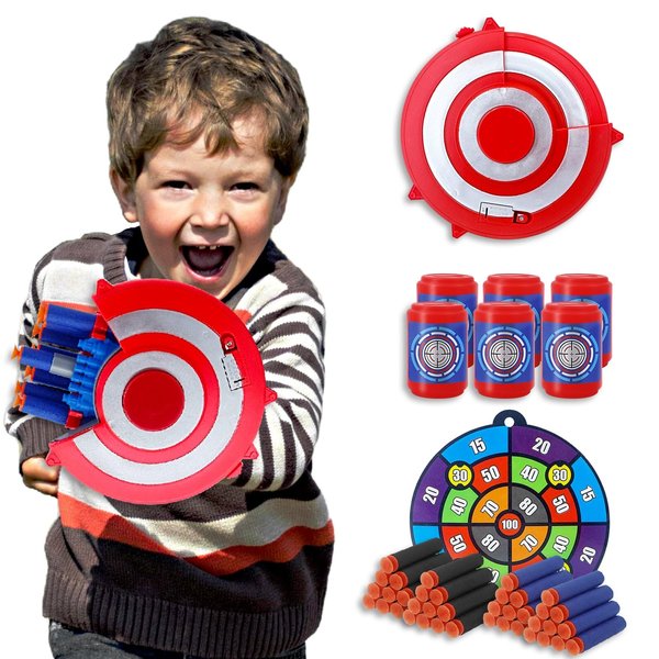 PUMHUBO 2 Pack Shield Dart Blasting Toys - Gift Box Packaging, Boys Girls Toys Age 6+, Super Hero Toys for Boys Christmas Birthday Gifts, Kids Foam Blasters Toy Gun