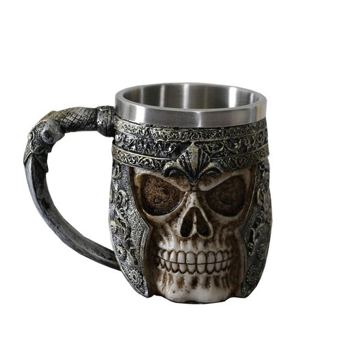 OTARTU 13oz Skull Coffee Mug Viking Skull Beer Mugs Stainless Steel Liner Gift for Men Father's Day Gifts