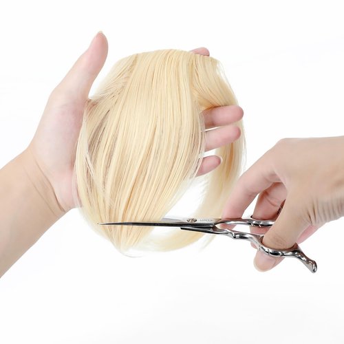 Qunlinta Clip in Bangs Hair Extensions One Piece in Fringe Bangs Hairpiece Synthetic Hair Accessories For Women Bleach Blonde