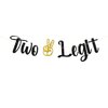 MonMon & Craft Two Legit Birthday Banner / Children Boys Girls Happy 2nd Birthday Party Decor / Two Years Old Birthday Party Decorations Black Glitter