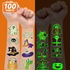 EMOME Halloween Party Favors Tattoo Stickers Luminous, Glows Temporary Tattoos for Kids Birthday Party Decorations Supplies, Halloween Candy Goodie Treat Bag Fillers (100 Pcs)