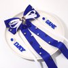 HZEYN Game Day Hair Bows for Women Football Hair Bow Clips Jeweled Crystal Long Tail Satin Ribbon Hair Barrette Sports Team Spirit Game Day Outfits Accessories Gifts White Blue