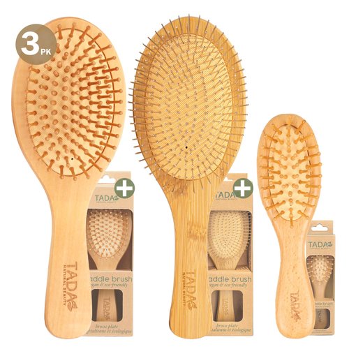 Tada Natural Beauty Bamboo Hair Brush l Wooden Comb l Bamboo Brushes for Wet Dry Curly Thick Stra...