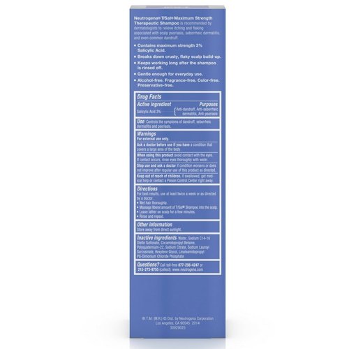 Neutrogena T/Sal Therapeutic Shampoo for Scalp Build-Up Control with Salicylic Acid, Scalp Treatment for Dandruff, Scalp Psoriasis & Seborrheic Dermatitis Relief, 4.5 fl. oz (Pack of 3)